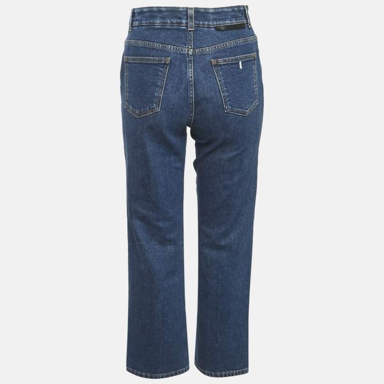Pre Owned Stella McCartney Blue Denim Heart Applique Detail Straight Leg S Waist 27"