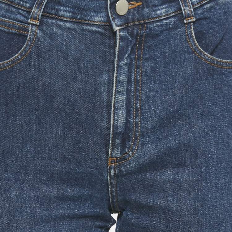 Pre Owned Stella McCartney Blue Denim Heart Applique Detail Straight Leg S Waist 27"