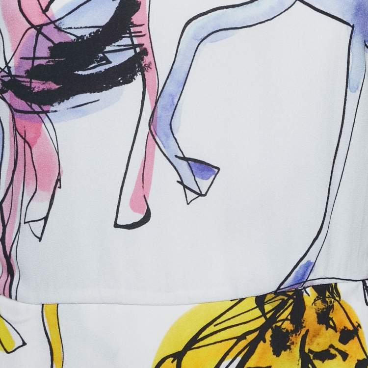 Pre Owned Stella McCartney White Printed Crepe Mini Dress S
