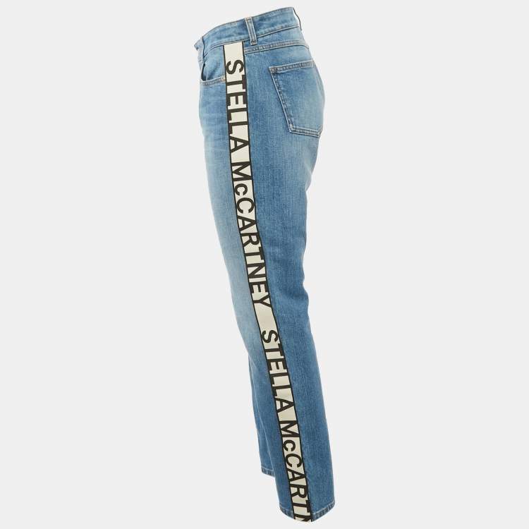 Pre Owned Stella McCartney Blue Logo Tape Denim Jeans M Waist 29"