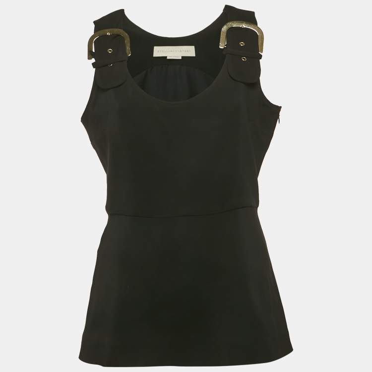 Pre Owned Stella McCartney Black Crepe Buckle Detail  Sleeveless Top M