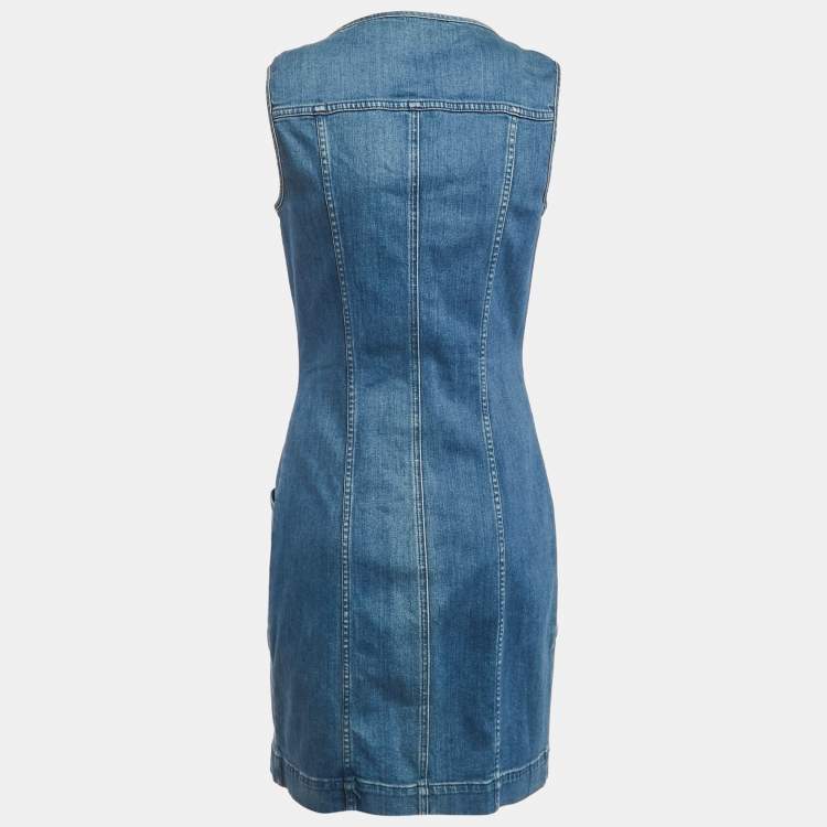 Pre Owned Stella McCartney Blue Denim Scoop Neck Mini Dress M