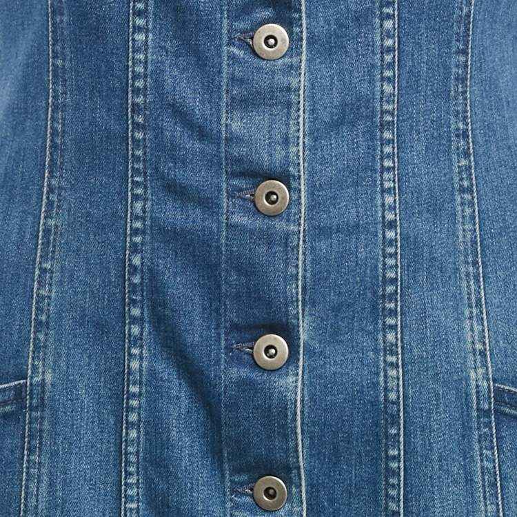 Pre Owned Stella McCartney Blue Denim Scoop Neck Mini Dress M