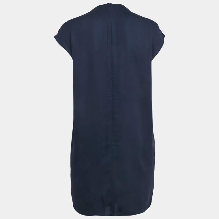Pre Owned Stella McCartney Navy Blue Georgette Chain Detail Mini Dress S