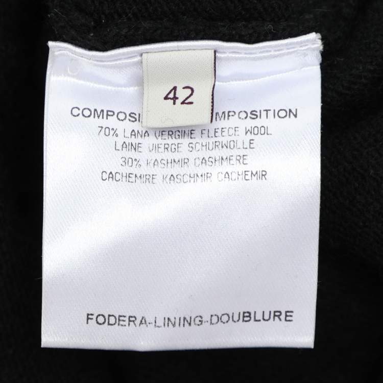 Pre Owned Stella McCartney Black Wool Knit Floral Embroidered Dress M
