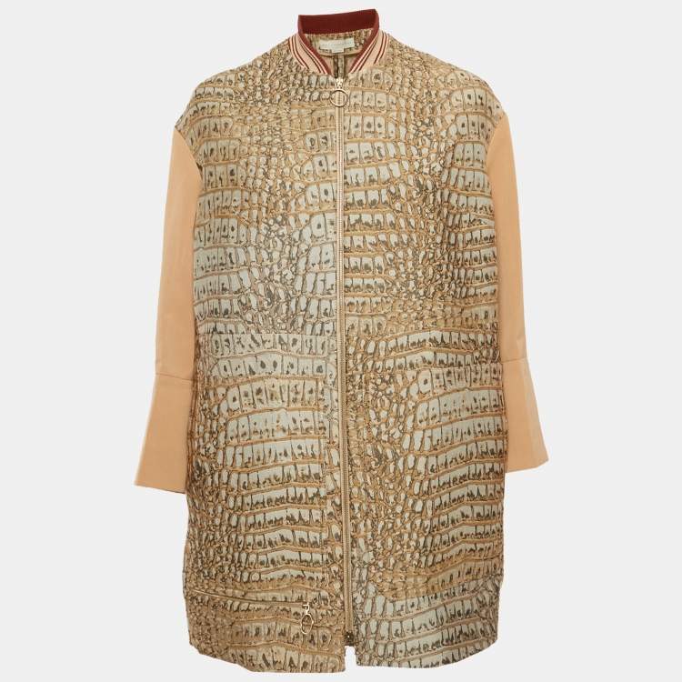 Pre Owned Stella McCartney Beige Jacquard and Cotton Zip-Up Jacket S