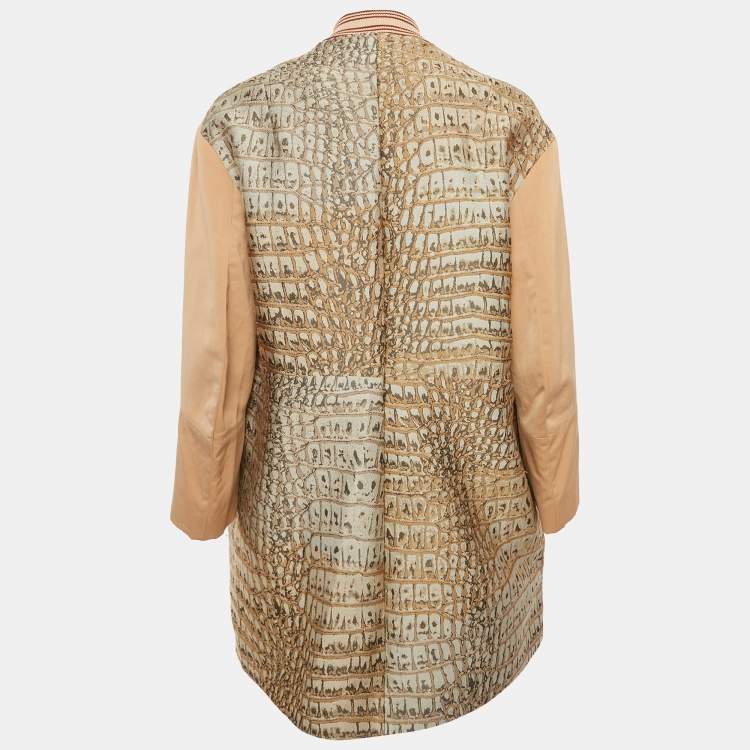 Pre Owned Stella McCartney Beige Jacquard and Cotton Zip-Up Jacket S