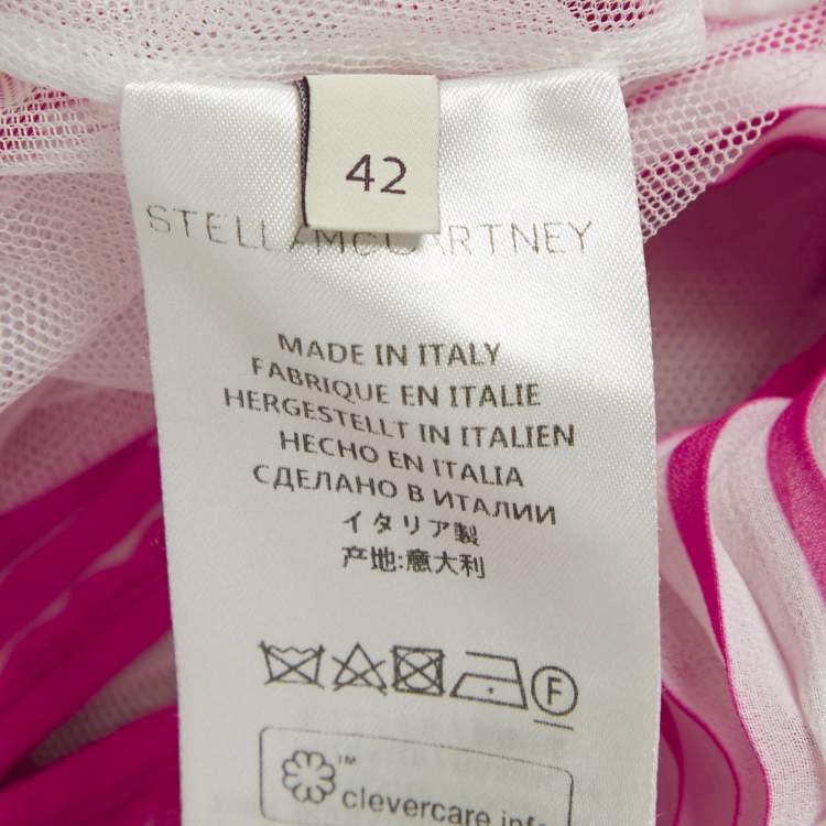 Pre Owned Stella McCartney Pink/Red Pleated Crepe Sleeveless Dress M