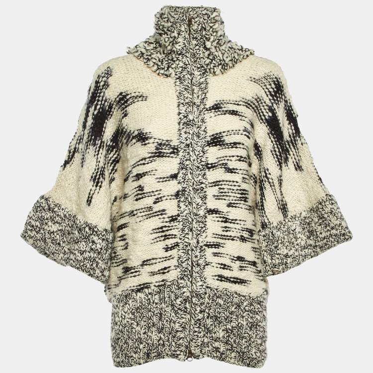 Pre Owned Stella McCartney Ivory Chunky Fleece Wool Knit Cardigan S