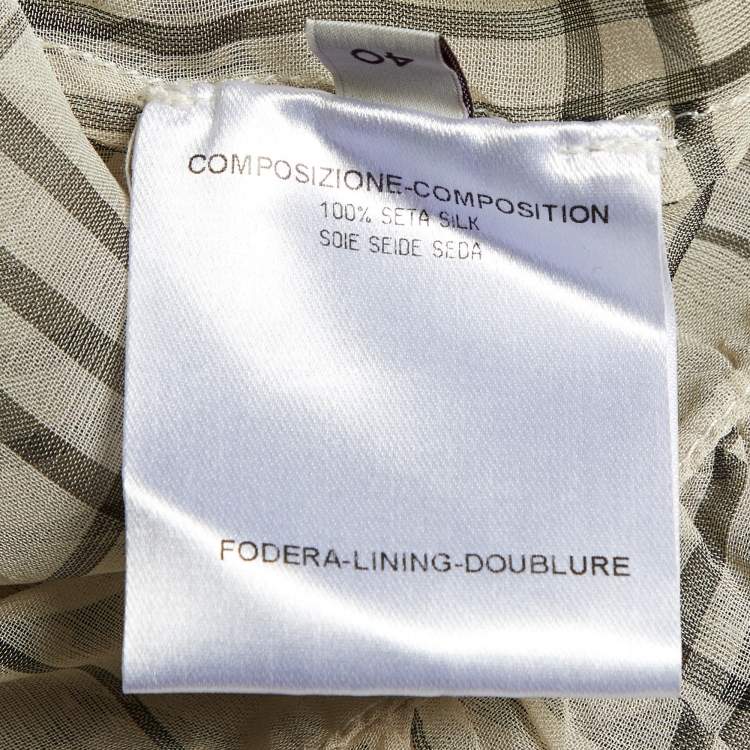 Pre Owned Stella McCartney Cream Check Print Sheer Silk Camisole Top M