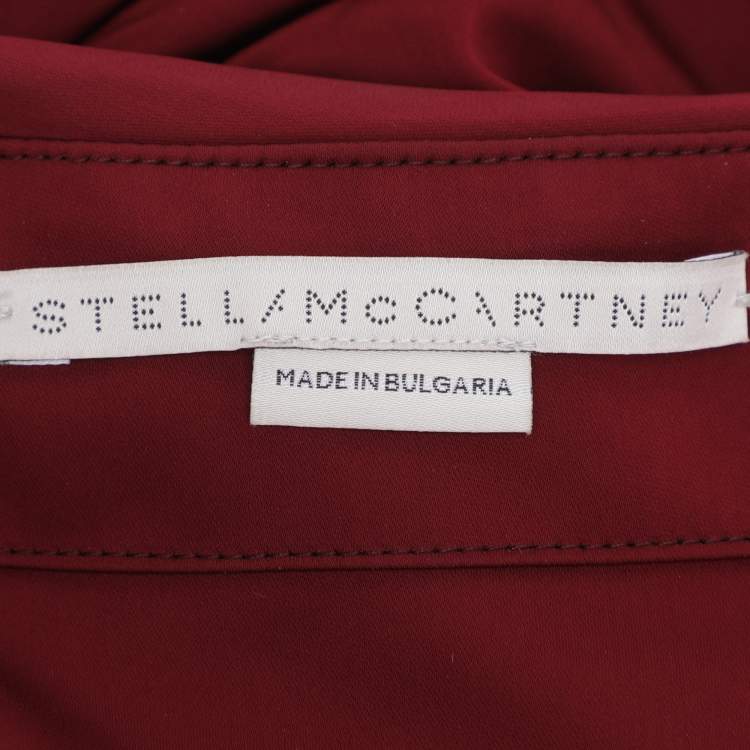Pre Owned Stella McCartney Burgundy Ruched Satin Midi Skirt M