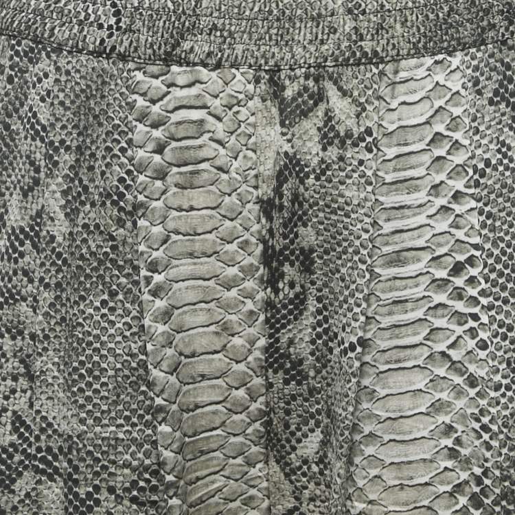 Pre Owned Stella McCartney Grey Snakeskin Print Silk Joggers M