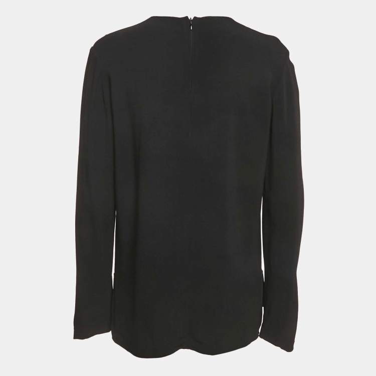 Pre Owned Stella McCartney Black Floral Embroidered Crepe Blouse S