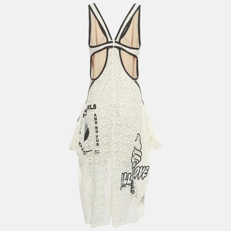 Pre Owned Stella McCartney White Embroidered Lace Sleeveless Long Dress M