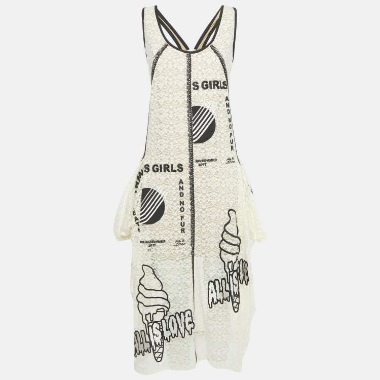 Pre Owned Stella McCartney White Embroidered Lace Sleeveless Long Dress M
