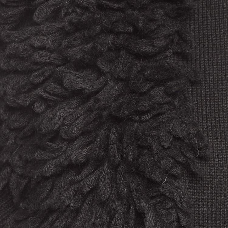 Pre Owned Stella McCartney Black Wool Fringed Sleeveless Cardigan M