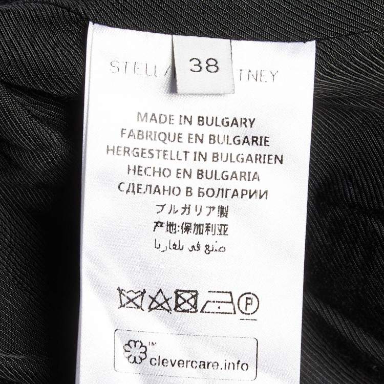 Pre Owned Stella McCartney Monocrome Houndstooth Pattern Wool Mid Length Coat M