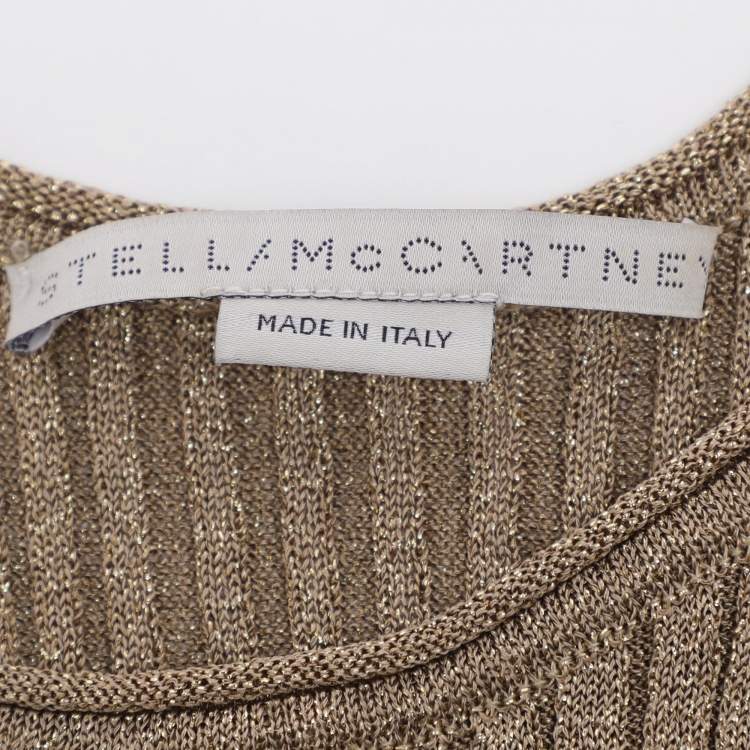 Pre Owned Stella McCartney Metallic Beige Lurex Knit Tank Top S
