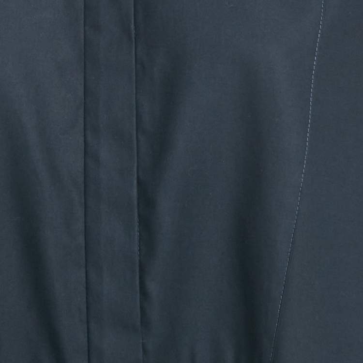 Pre Owned Stella McCartney Navy Blue Printed Silk Button Front Long Tail Detail Shirt XS