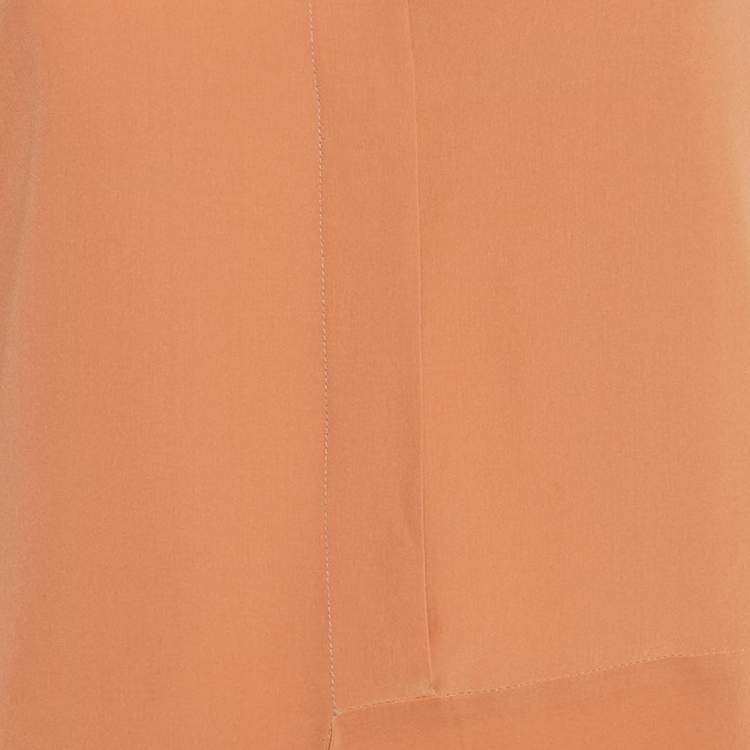 Pre Owned Stella McCartney Peach/Light Orange Silk Asymmetric Midi Dress M