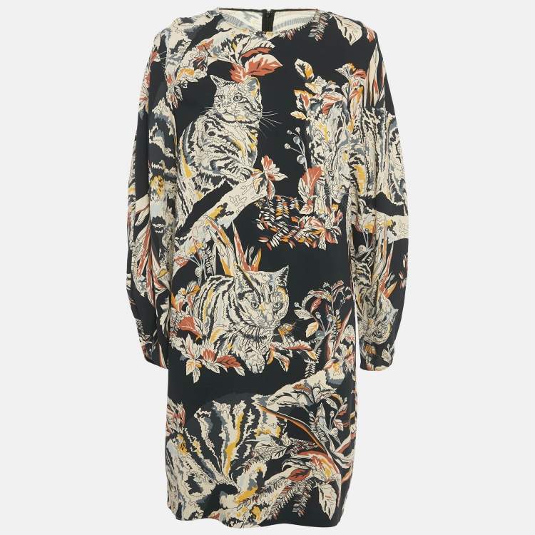Pre Owned Stella McCartney Black Printed Crepe Short Dress L 