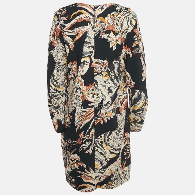 Pre Owned Stella McCartney Black Printed Crepe Short Dress L 