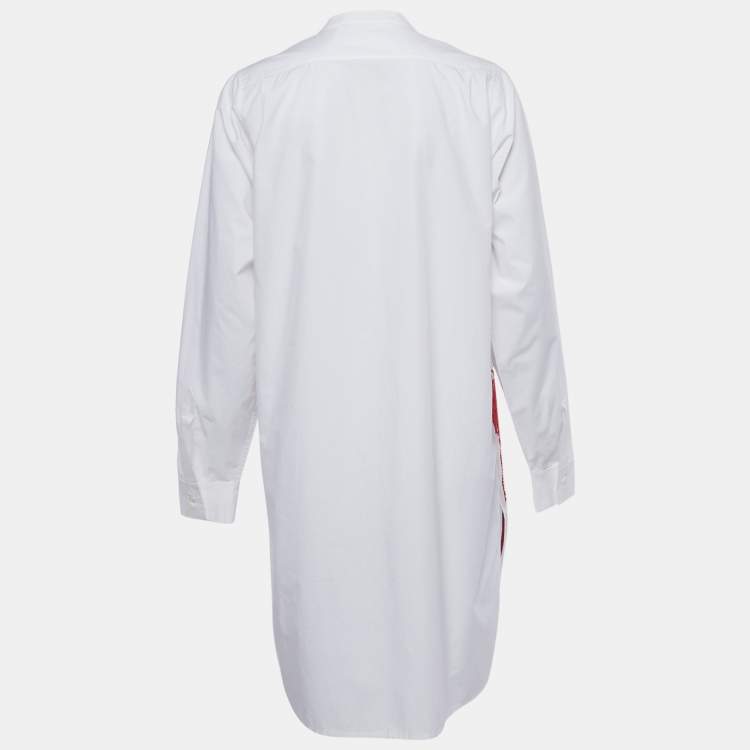 Pre Owned Stella Mccartney White Erica Palm Tree Embroidery Cotton Long Shirt Dress M