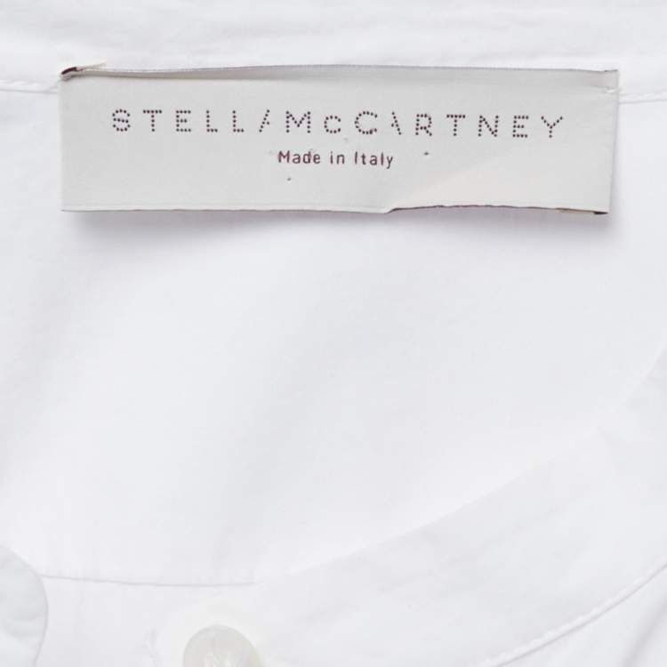 Pre Owned Stella Mccartney White Erica Palm Tree Embroidery Cotton Long Shirt Dress M