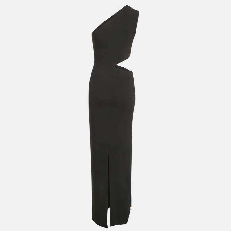 Pre Owned Stella McCartney Black Embellished Crepe One-Shoulder Cut-Out Dress S