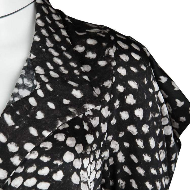Pre Owned Stella McCartney Monochrome Printed Silk Short Sleeve Dress S