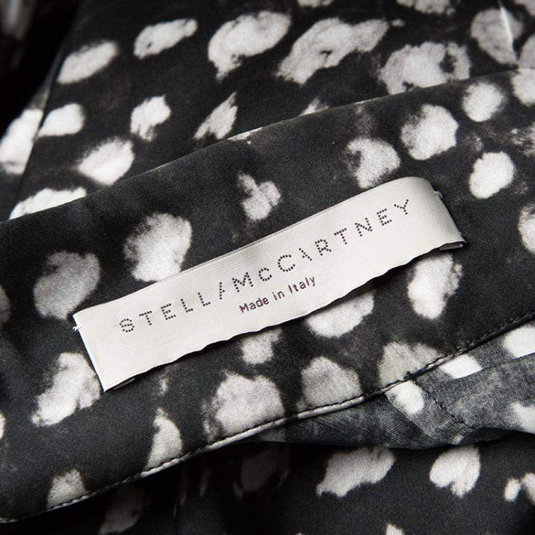 Pre Owned Stella McCartney Monochrome Printed Silk Short Sleeve Dress S