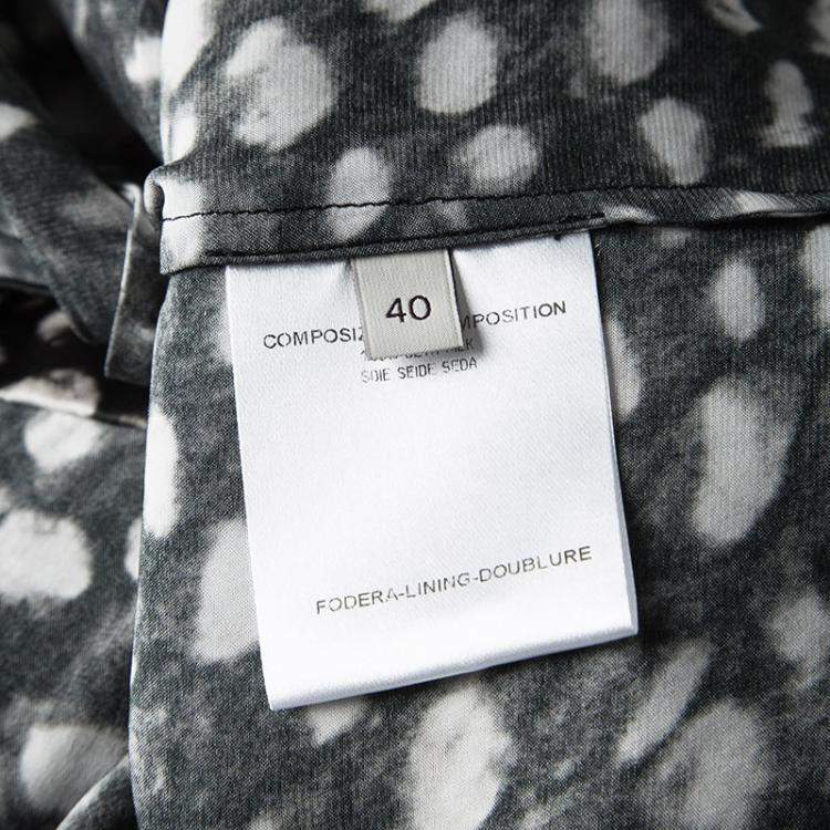 Pre Owned Stella McCartney Monochrome Printed Silk Short Sleeve Dress S