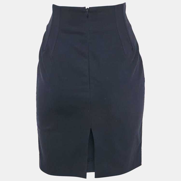 Pre Owned Stella McCartney Navy Blue Cotton Blend Pencil Skirt S 