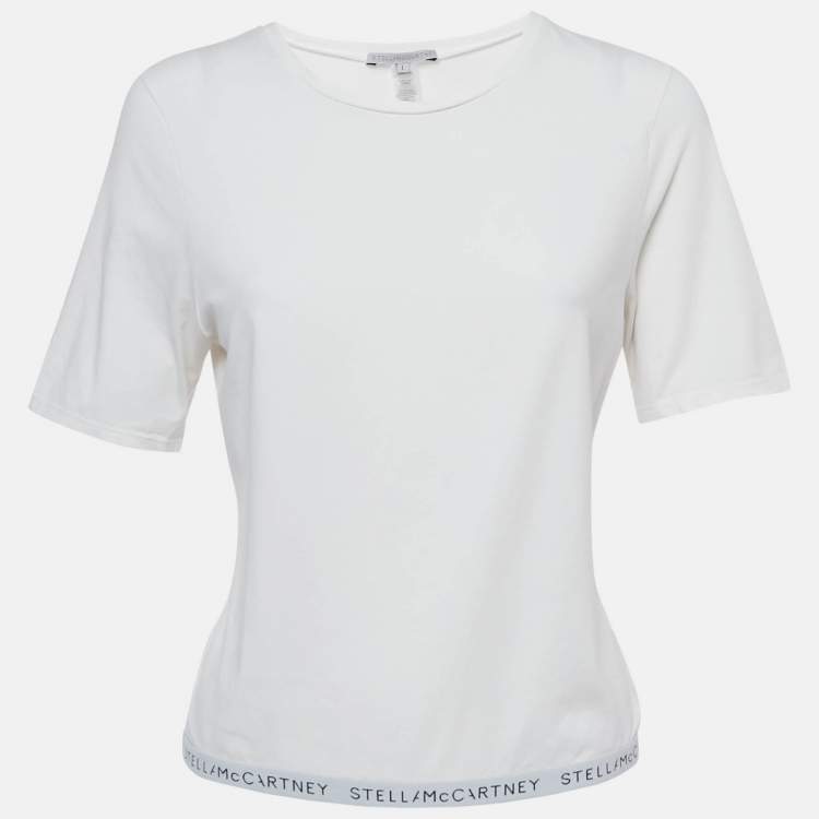 Pre Owned Stella McCartney White Logo Band Jersey T-Shirt L
