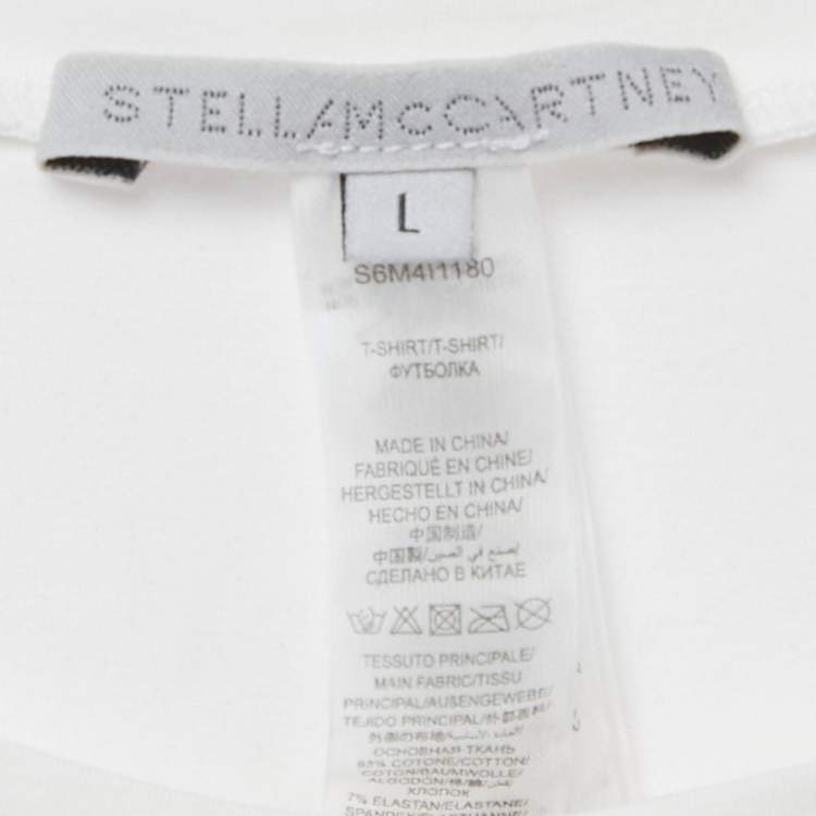 Pre Owned Stella McCartney White Logo Band Jersey T-Shirt L