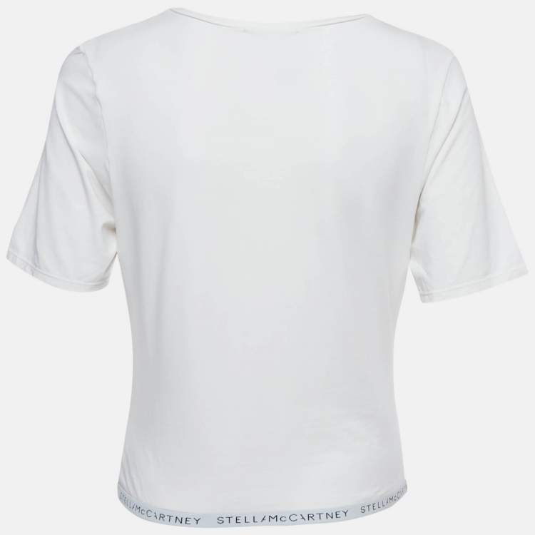 Pre Owned Stella McCartney White Logo Band Jersey T-Shirt L