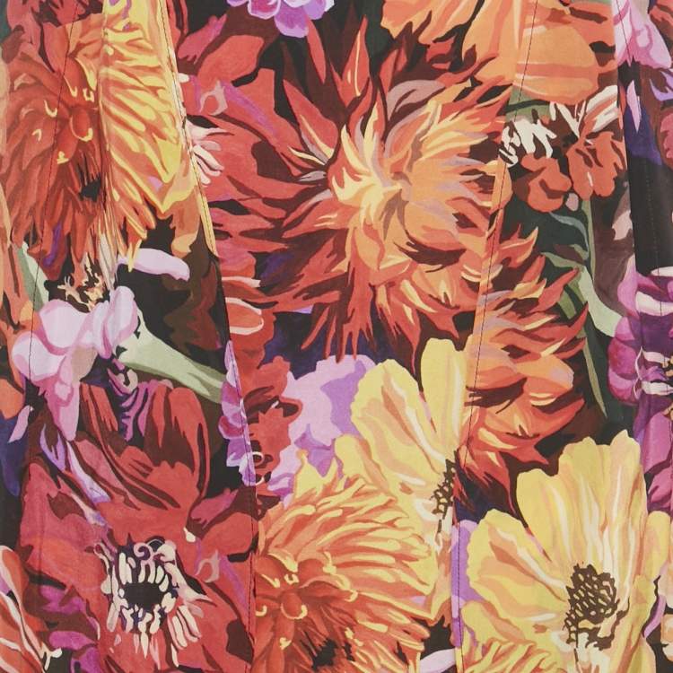 Pre Owned Stella McCartney Multicolor Floral Print Silk Wrap Style Midi Skirt S