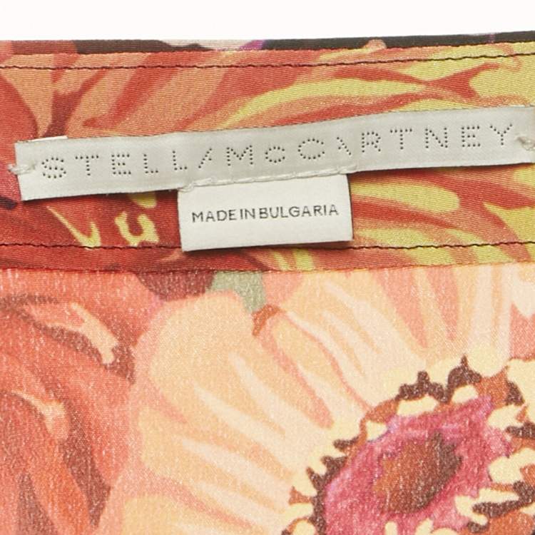 Pre Owned Stella McCartney Multicolor Floral Print Silk Wrap Style Midi Skirt S