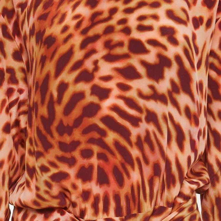 Pre Owned Stella McCartney Multicolor Animal Print Silk Front Knot Jumpsuit M
