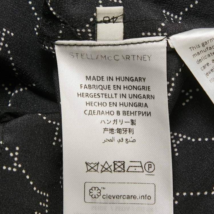 Pre Owned Stella McCartney Black Logo Print Silk Top & Pants Set S 