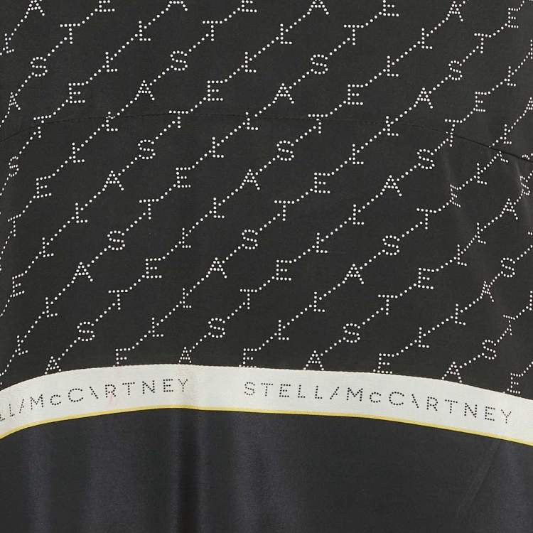 Pre Owned Stella McCartney Black Logo Print Silk Top & Pants Set S 