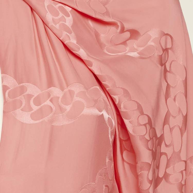 Pre Owned Stella McCartney Salmon Prink Jacquard Chain Silk Blouse S