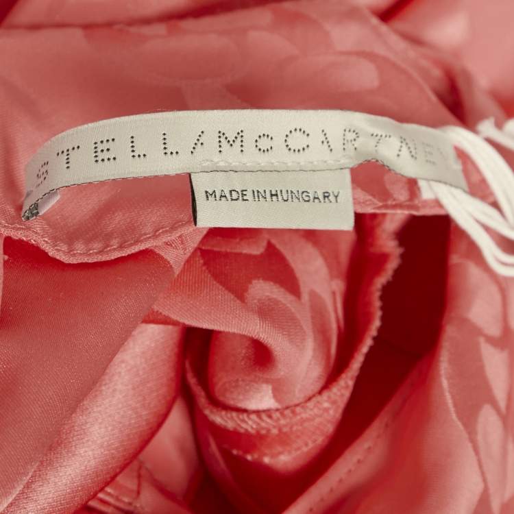 Pre Owned Stella McCartney Salmon Prink Jacquard Chain Silk Blouse S