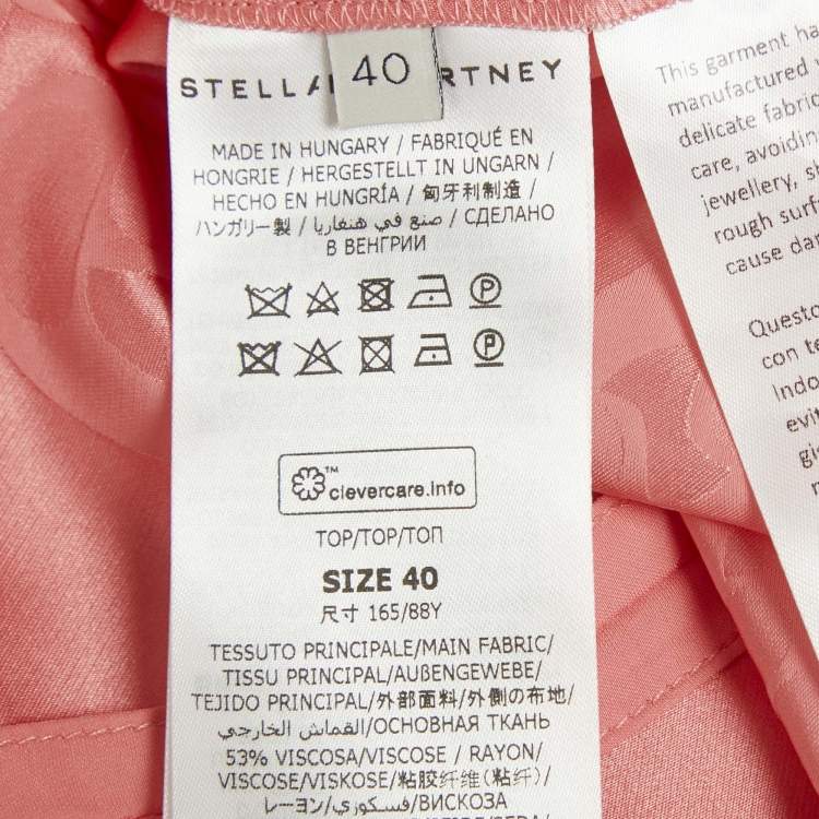 Pre Owned Stella McCartney Salmon Prink Jacquard Chain Silk Blouse S