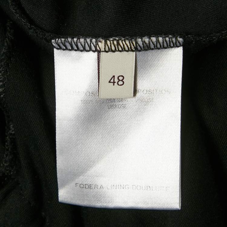 Pre Owned Stella McCartney Black Jersey Plunge Neck Drawstring Midi Dress L