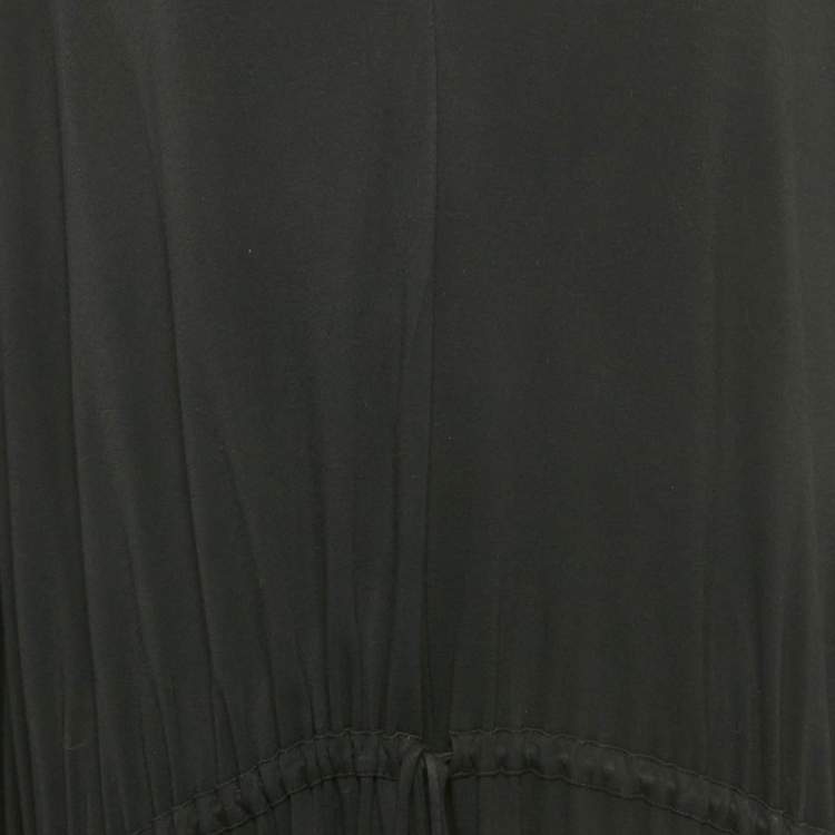 Pre Owned Stella McCartney Black Jersey Plunge Neck Drawstring Midi Dress L