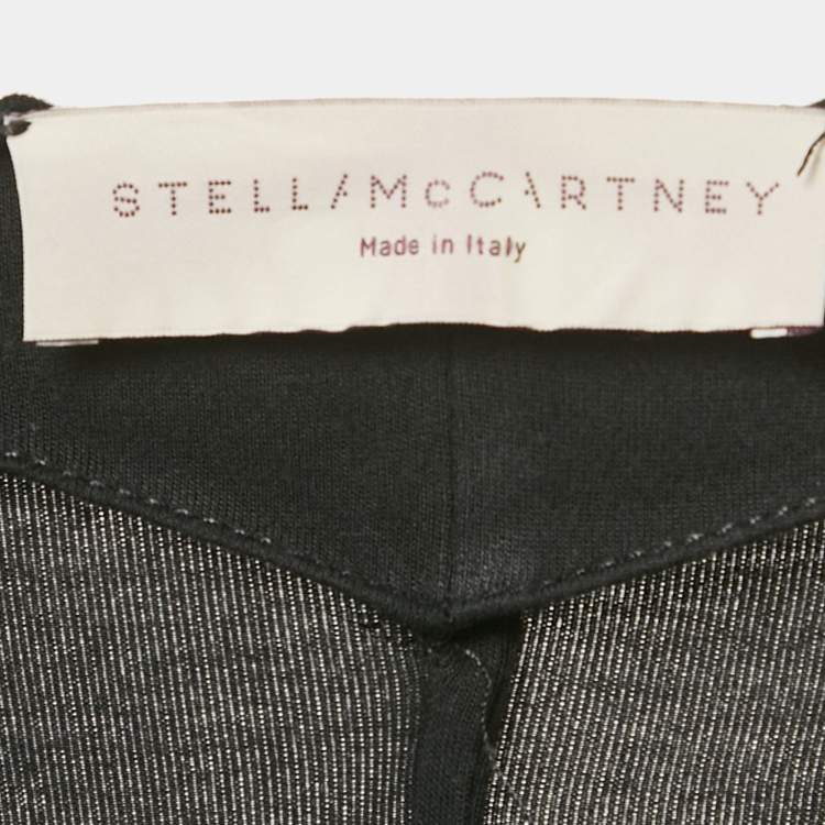 Pre Owned Stella McCartney Black Jersey Plunge Neck Drawstring Midi Dress L