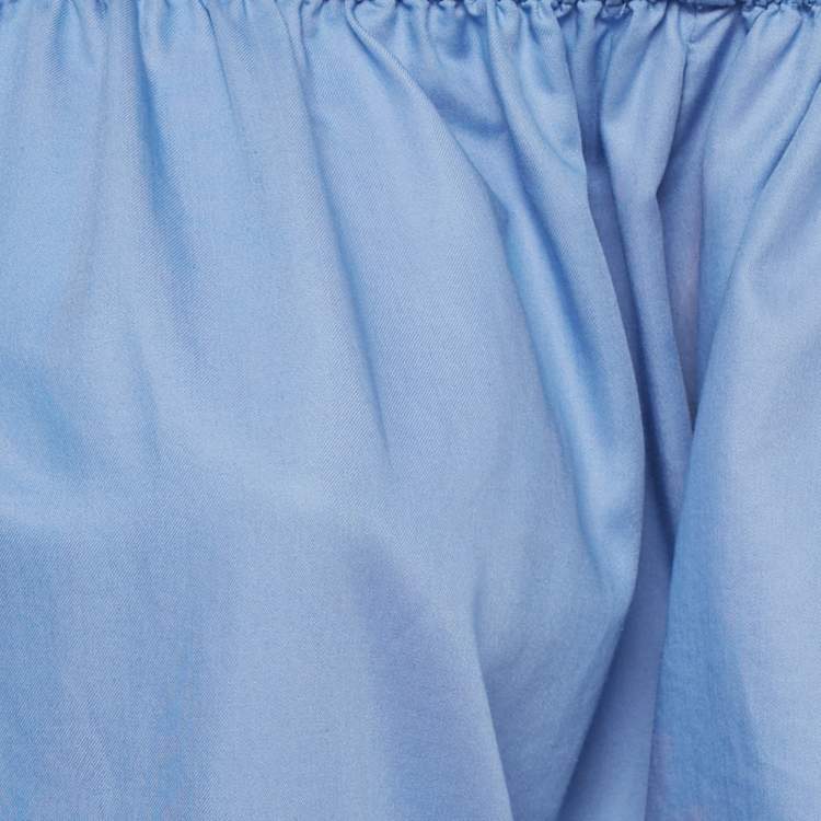 Pre Owned Stella McCartney Blue Cotton Blend Off Shoulder Mini Dress M