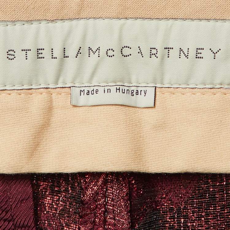 Pre Owned Stella McCartney Maroon Brocade Tailored Trousers S