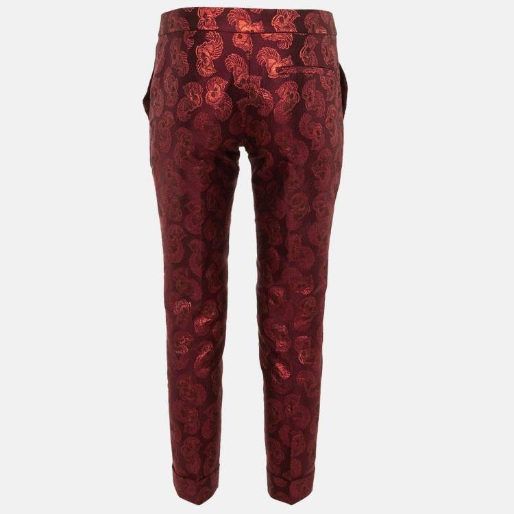 Pre Owned Stella McCartney Maroon Brocade Tailored Trousers S